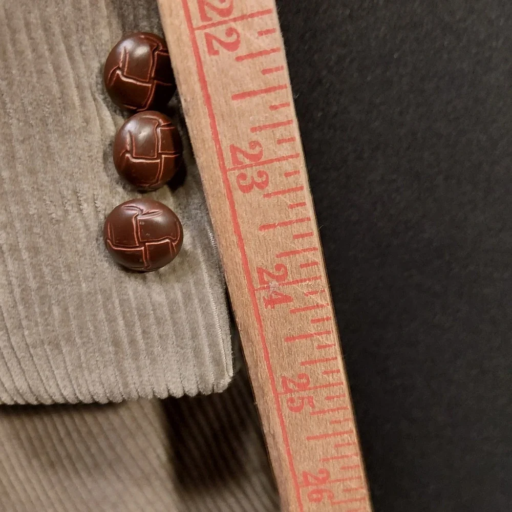 Monsieur Adolfo Mens Tan Corduroy Blazer Sport Coat 44R Cotton Two Button Khaki